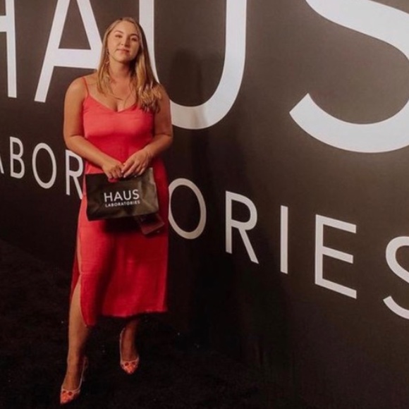 NWT Aerie neon coral midi length sleeveless slip dress with side slits size S - Picture 5 of 14